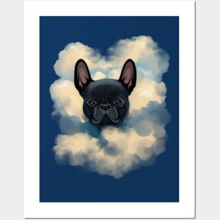 French bulldog lovers, sweet frenchie black and white clouds Posters and Art